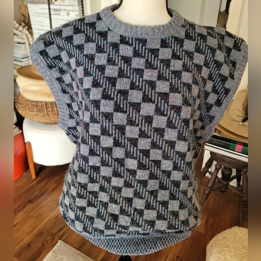 Checkered Knit Y2k Sweater